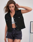 Helvano | Ärmellose Jeansjacke mit Pattentaschen für Damen