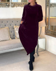 Helvano | Samtkleid mit Taschen für Damen