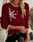 Helvano | Strickpullover mit Rundhals und Schneeflocken
