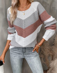 Helvano | Damen Strickpullover mit Colorblock-Zickzackmuster
