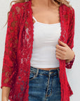 Helvano | Damen Strickjacke mit Blumen-Lochmuster