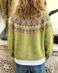 Helvano | Damen Strickjacke mit Norweger-Muster