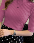 Helvano | Geripptes Stehkragen-Top für Damen