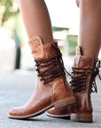 Helvano | Damen Leder-Schnürstiefel in Braun