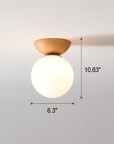 Helvano | Deckenleuchte mit Glaskugel in Holzoptik