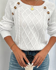 Helvano | Strukturierter Strickpullover mit Knöpfen für Damen
