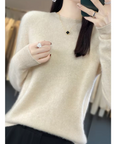 Helvano | Damen Strickpullover mit Rundhalsausschnitt