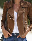 Helvano | Damen Lederjacke mit Reissverschluss