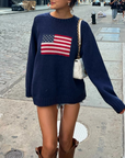 Helvano | Strickpullover mit Amerika-Flagge für Damen