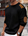 Helvano | Strukturierter Herren-Pullover mit Ellbogen-Patches