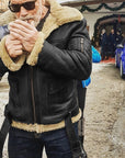 Helvano | Herren Lederjacke mit gefüttertem Stehkragen