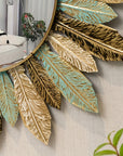 Helvano | Dekorativer Wandspiegel Sonnenschliff in Petrol & Gold