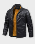 Helvano | Herren Lederjacke mit Fleecefutter im Retro-Look
