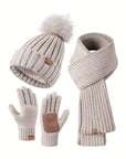 Helvano | Gestricktes Winter-Set 3-in-1 mit Mütze, Schal & Touchscreen-Handschuhen