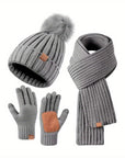 Helvano | Gestricktes Winter-Set 3-in-1 mit Mütze, Schal & Touchscreen-Handschuhen