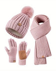 Helvano | Gestricktes Winter-Set 3-in-1 mit Mütze, Schal & Touchscreen-Handschuhen
