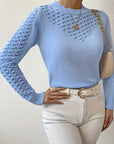 Helvano | Pointelle-Strickpullover mit Rundhals für Damen