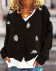 Helvano | Damen Strickjacke mit Blumenstickerei