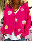 Helvano | Damen Strickjacke mit Blumenstickerei