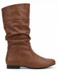 Helvano | Flache Damen-Stiefel mit Raffung bis zum Knie