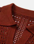 Helvano | Herren-Set Häkel-Poloshirt mit V-Ausschnitt & Leinenhose