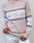 Helvano | Damen Strickpullover mit Stehkragen und Schneeflocken