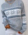 Helvano | Damen Strickpullover mit Stehkragen und Schneeflocken