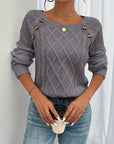 Helvano | Strukturierter Strickpullover mit Knöpfen für Damen