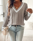 Helvano | Damen Strickpullover mit V-Ausschnitt