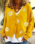 Helvano | Damen Strickjacke mit Blumenstickerei