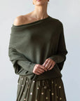 Helvano | Asymmetrisch drapierter Pullover für Damen
