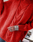 Helvano | Zopfstrick-Pullover mit Stehkragen für Damen