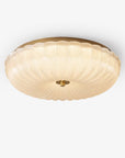 Helvano | Deckenleuchte aus Riffelglas in Gold & Weiss