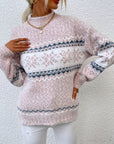 Helvano | Damen Strickpullover mit Stehkragen und Schneeflocken