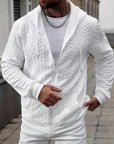 Helvano | Herren Strick-Hoodie mit geometrischem Muster in Weiss