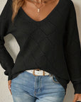 Helvano | Lochstrick-Pullover mit V-Ausschnitt für Damen