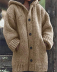 Helvano | Lange Oversized Strickjacke mit Kapuze für Damen