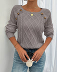 Helvano | Strukturierter Strickpullover mit Knöpfen für Damen
