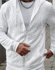 Helvano | Herren Strick-Hoodie mit geometrischem Muster in Weiss