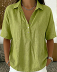 Helvano | Bluse mit V-Ausschnitt und Knöpfen für Damen