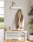 Helvano | Wandregal mit Garderobe & Versteckten Haken aus Eiche