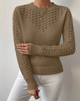 Helvano | Pointelle-Strickpullover mit Rundhals für Damen