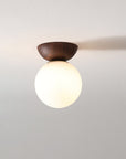 Helvano | Deckenleuchte mit Glaskugel in Holzoptik