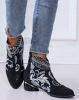Helvano | Bestickte Vintage-Stiefeletten für Damen in Schwarz