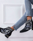 Helvano | Bestickte Vintage-Stiefeletten für Damen in Schwarz