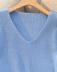 Helvano | Rippstrick-Pullover mit V-Ausschnitt
