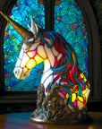 Helvano | Buntglas-Tischlampe im Tierdesign