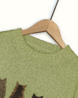 Helvano | Damen Strickpullover mit Katzenmotiv