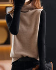 Helvano | Ärmellose Rollkragen-Strickweste für Damen