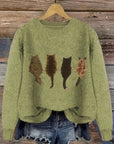 Helvano | Damen Strickpullover mit Katzenmotiv